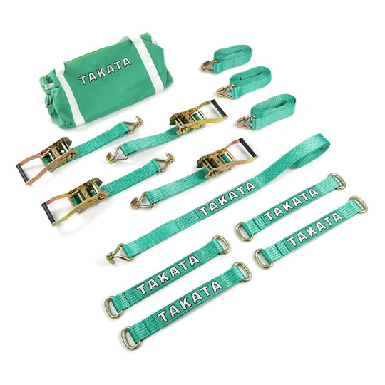 Takata Trailer Vehicle Tie Down Straps Set Green